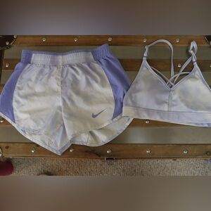 Nike Purple Dri-FIT Sports Bra and Shorts Set